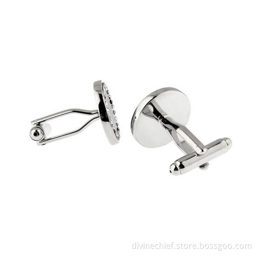 Round Shape Nice White Crystal Jewelry Cufflinks For Gift